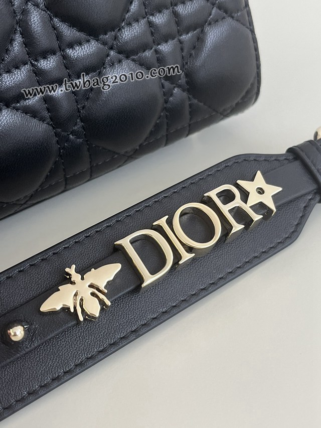 Dior专柜新款迪奥顶级原单黑金Lady戴妃四格系列手提包 djfk1144